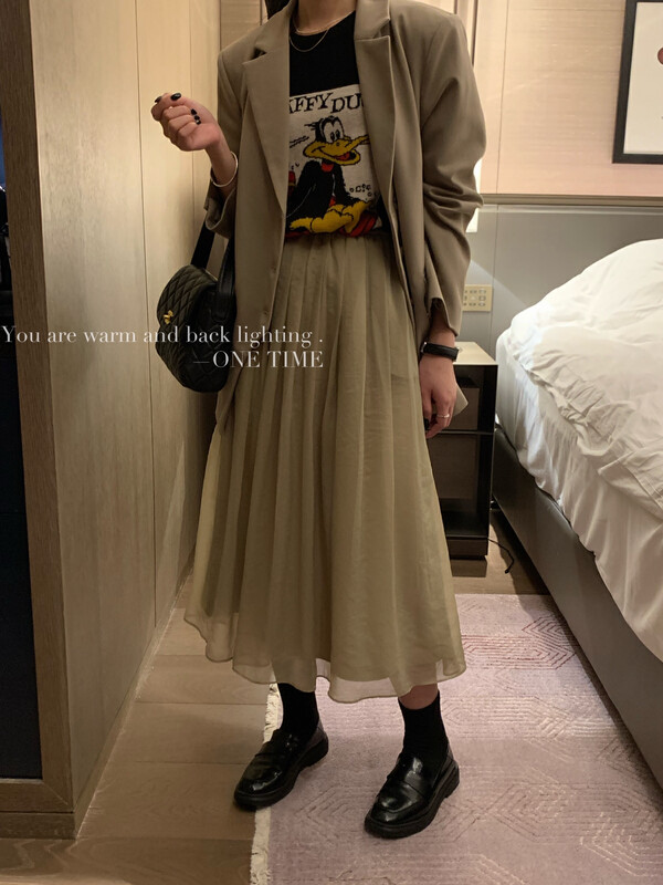 Autumn is new!【ONE TIME】Lady all-match texture skirt OT7390# JHY