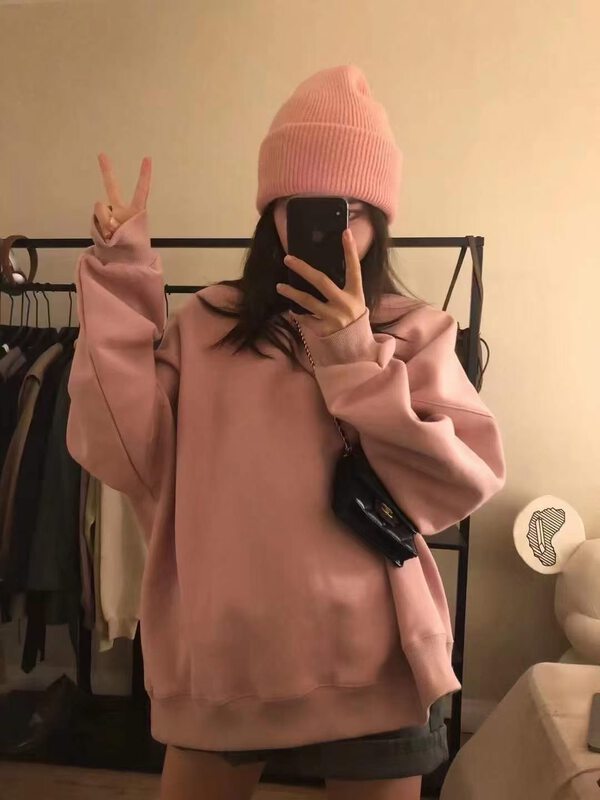 New in winter!【M.ZI STUDIO】Korean style round neck loose solid color sweater 3597# HBX