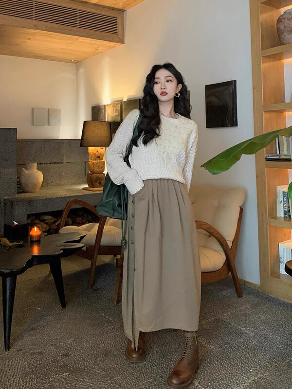 【SAVAGE】Solid Color Versatile High Waist Skirt S1169# WPL