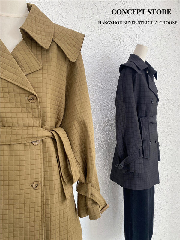 Autumn is new! [Concept Store-Reverse] Mid-length waist double-breasted trench coat MSMS-3037# CHO