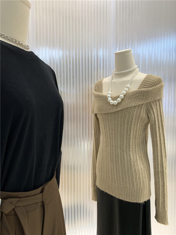 New in winter! [Concept Store - Object Reverse] One-shoulder Slim Fit Thin Knit Sweater DV-1071# CHO