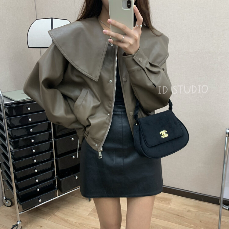 New in winter! [I-D] Korean version of the large lapel solid color short coat YS8528# L
