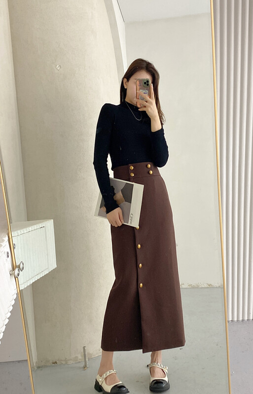 New in winter!【MI2(N:AA)】Slim and long commuter all-match skirt B6539# JJ