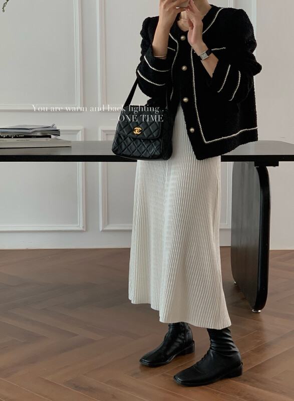 New in autumn!【ONE TIME】Textured knitted midi skirt XW5178# JHY
