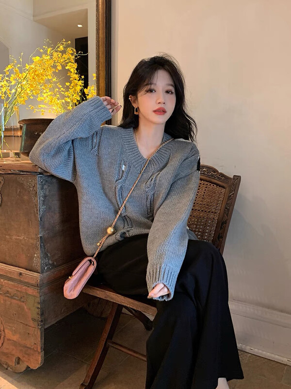 【SAVAGE】Striped long-sleeved all-match warm sweater S1156# WPL