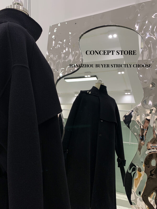 【Concept Store - Object Reverse】Simple Temperament Long Breasted Wool Jacket (Contains 90% Wool, 10% Cashmere) DMHS-9953# CHO