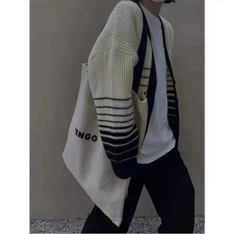 New in winter! [Korean C home] casual large striped loose knitted cardigan 0773# PCZ