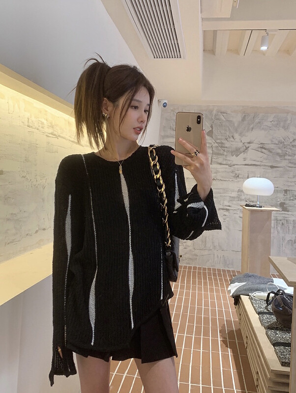 New for winter!  【SAVAGE】Round Neck Irregular Colorblock Warm Sweater S1096# WPL