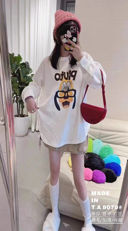 【TA+】Cartoon Loose Versatile Long Sleeve T-Shirt 8070# L