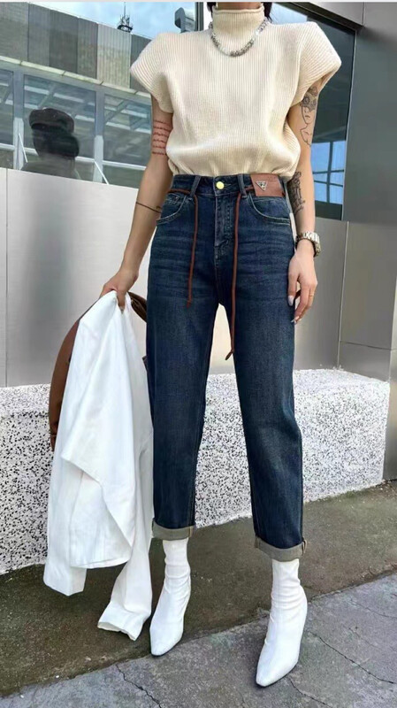 【LSJD】Comfortable and versatile simple jeans (with waist rope) M8603# WTT