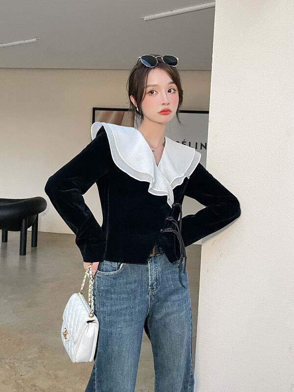 New in autumn! [MI2 (N: AA)] Color-blocking fashion short jacket B6496# JJ