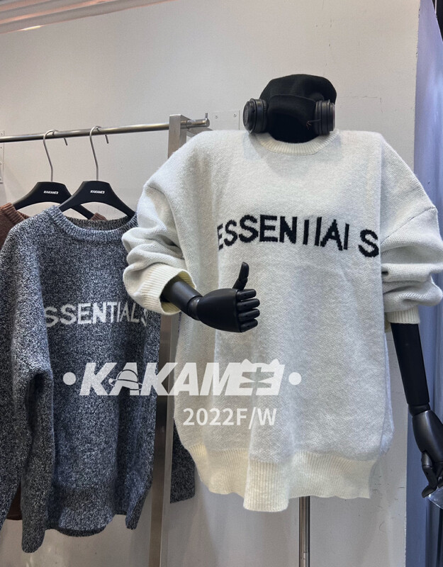 [KAKAMEE] American high street tide brand letter printing round neck pullover sweater loose casual and thin all-match 1895