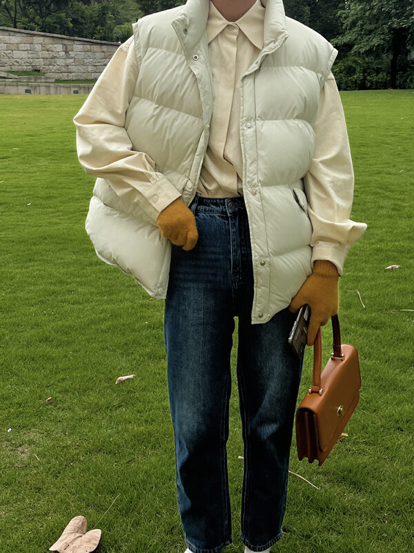 【EVER TRUE】Korean Sleeveless Stand Collar Loose Vest Warm Down Jacket 21415# CLS