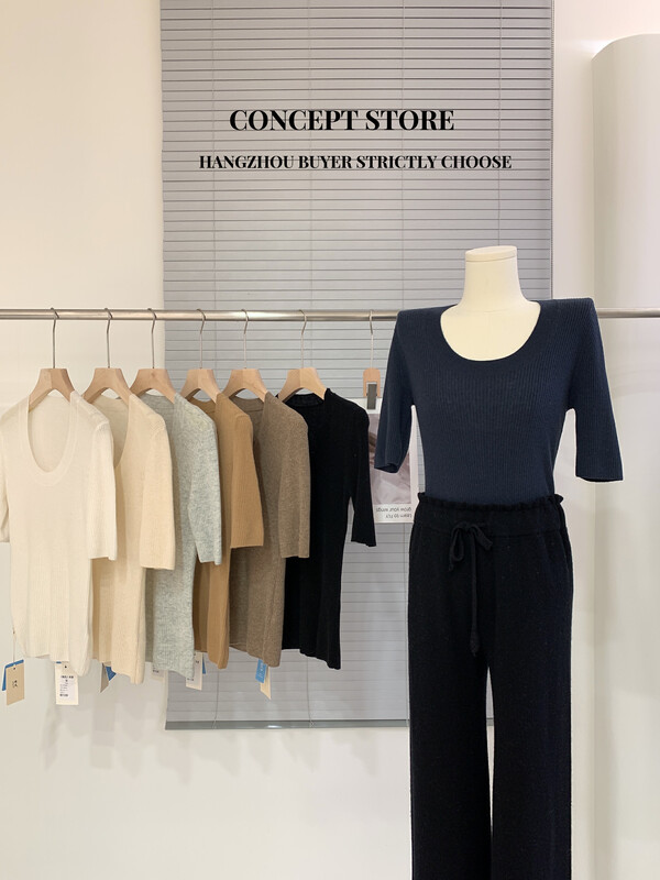 Autumn models are new! [Concept Store - Object Reverse] Solid Color Simple Versatile Knit Sweater (including 100% Cashmere) YF-23078# CHO