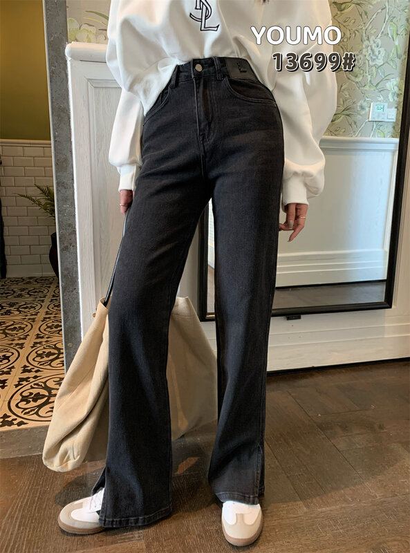 New in autumn! [Su Xinlan/YOUMO] Korean version of fashionable all-match mopping thin jeans 13699# LSL
