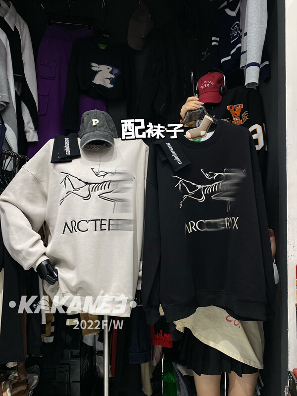 【KAKAMEE】Tide brand niche net red loose men's and women's long-sleeved sweater embroidered sweater (with socks) (Archaeopteryx sweater with socks) N77# CQW