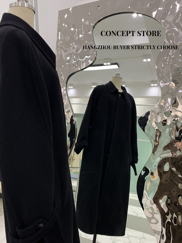 [Concept Store-Reverse] Simple Texture Fashionable Long Wool Jacket (With Belt) (Contains 90% Wool, 10% Cashmere) DMHS-9958# CHO