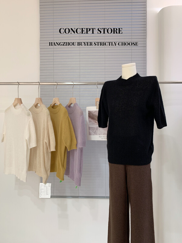 Autumn is new! [Concept Store - Object Reverse] Solid Color Simple Versatile Knit Sweater (including 75% Cashmere) YF-056# CHO