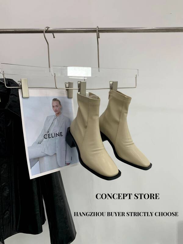 [Concept Store - Object Reverse] Fashionable, Comfortable, Breathable, Versatile Square Toe Booties ST-2058# CHO