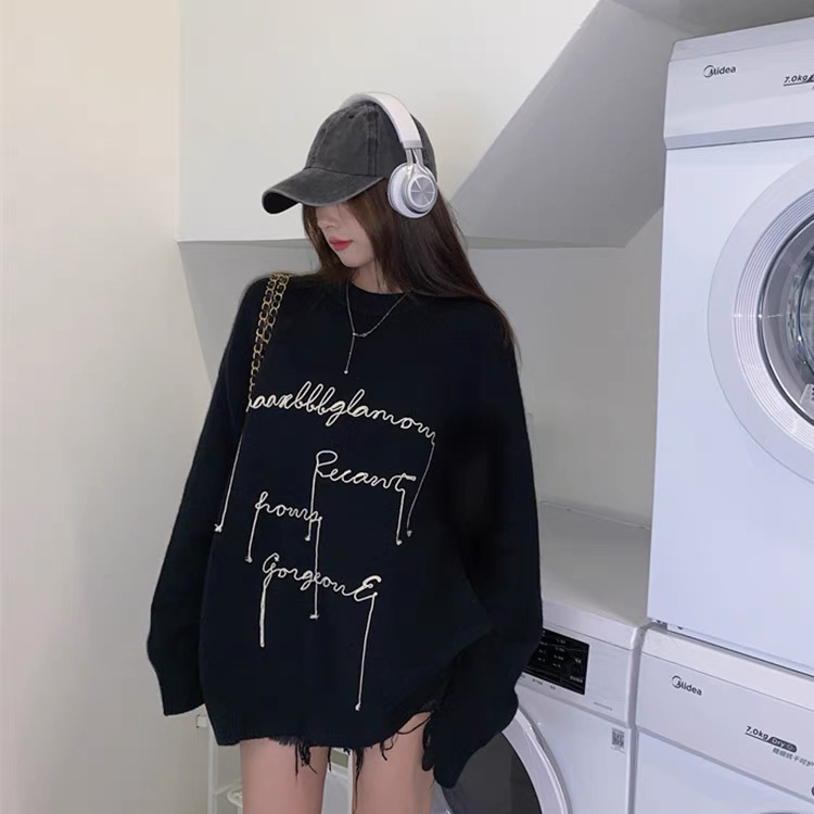 【KAKAMEE】High quality arctic fleece design sense tassel embroidery soft waxy sweater sweater 1891