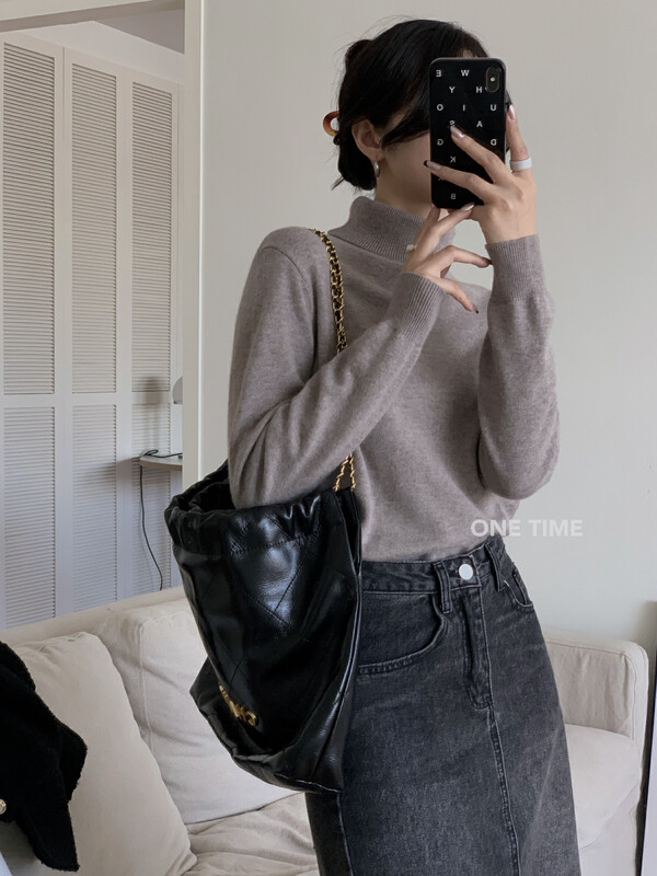【ONE TIME】High-neck comfortable, versatile, slimming, warm sweater OT7671# JHY