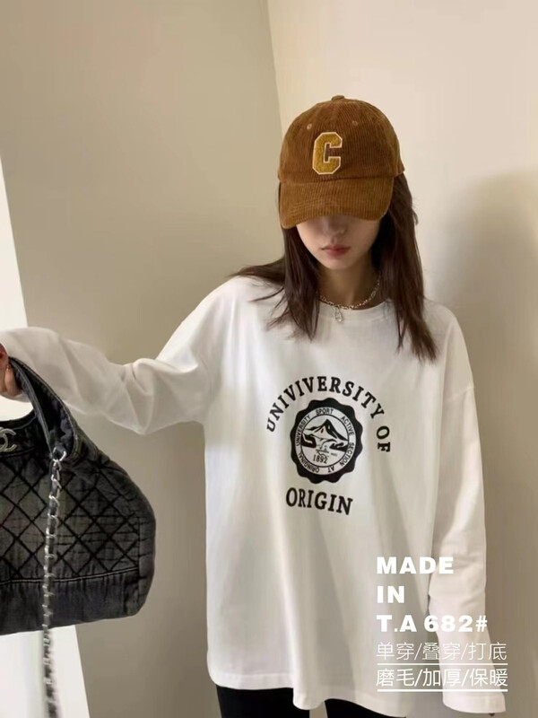 【TA+】Personalized Pattern Loose Long Sleeve T-Shirt 682# L
