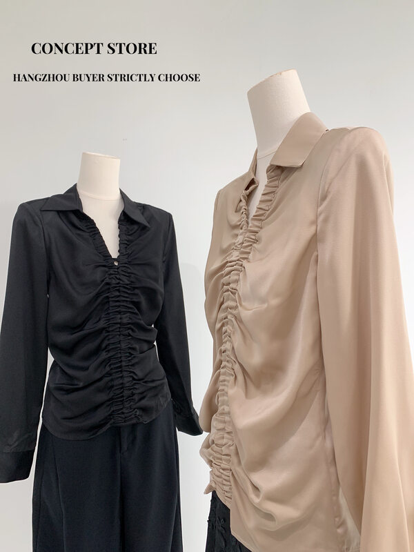 Autumn is new! [Concept Store - Object Reverse] Commuter pleated long-sleeved shirt YNL-886# CHO
