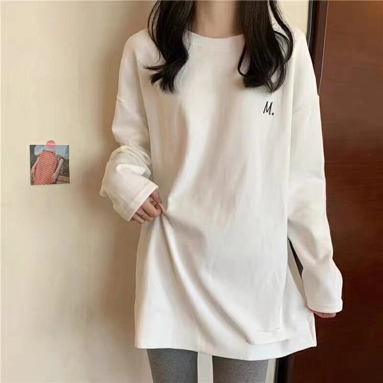 New in autumn! [TA+] Loose and simple all-match long-sleeved T-shirt 963# L