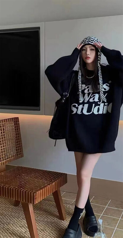 [Korean C Home] Letter Long Sleeve Pullover Warm Sweater 0813# PCZ