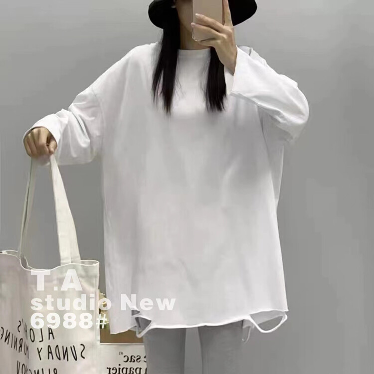New in autumn! [TA+] Solid color all-match Korean long-sleeved T-shirt A6988# L