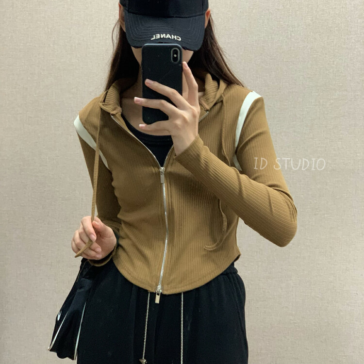 Original price 58.65! New in autumn! [I-D] Korean style hooded zipper sweater Y8506# L