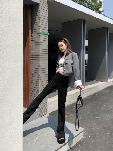 Real price real price autumn and winter black slimming trousers high waist elastic Tibetan meat slim trousers horseshoe pants women