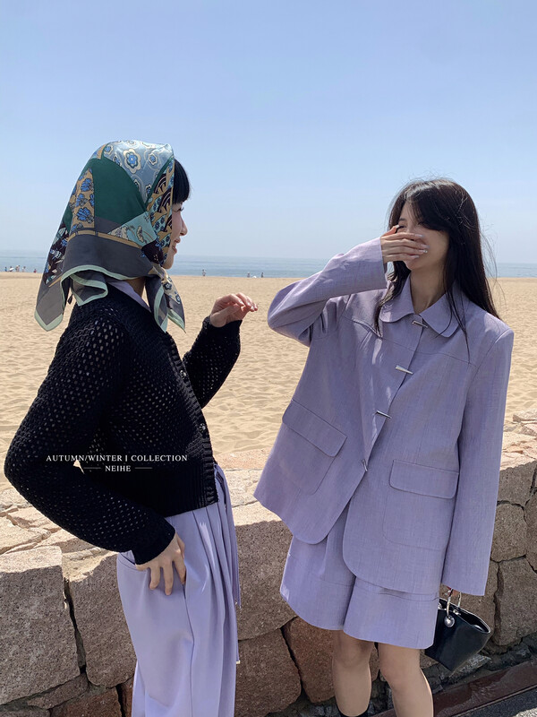 【NEIHE】New Chinese Retro Lapel Jacket Short Jacket 6105