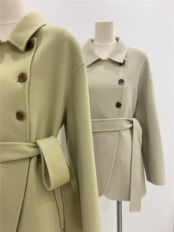 【Concept Store - Object Reverse】Double-Breasted Lace-Up Wool Loose Coat (With Belt) (100% Wool Content) DMHS-9995# CHO