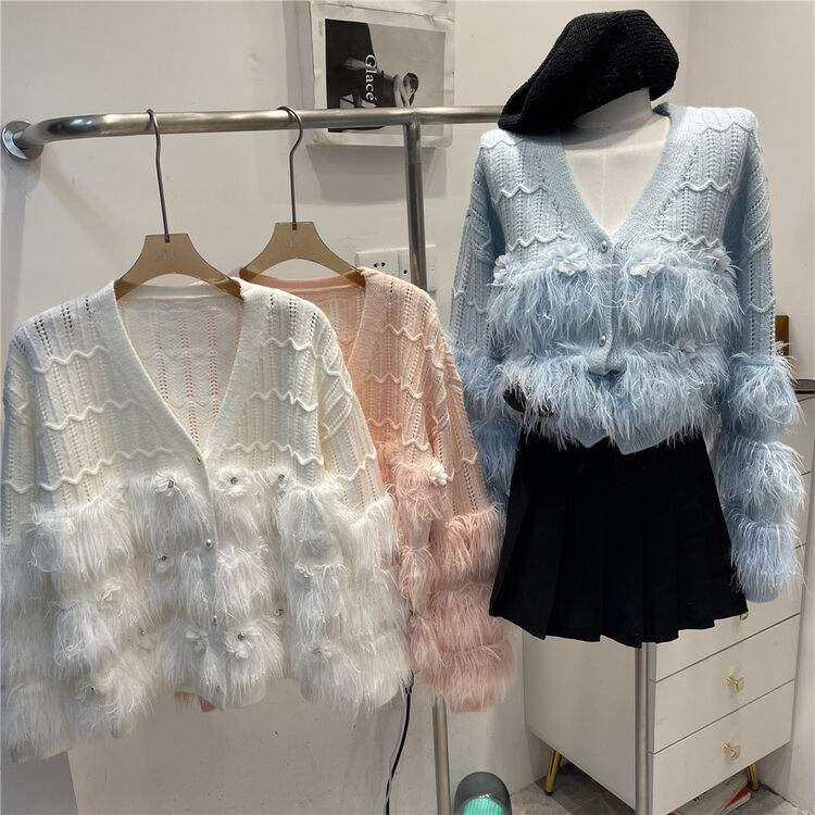 New autumn and winter! [Korean C home] Little woman heavy industry temperament V-neck warm sweater 22038# PCZ