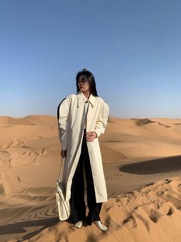 【NEIHE】Puff sleeve zipper tie waist coat windbreaker windbreaker (with belt) 6025# JHY