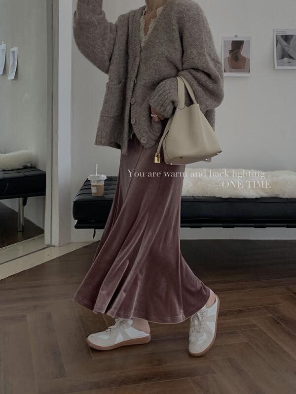 Autumn is new!【ONE TIME】Elastic waist pleated slim skirt OT7367# JHY