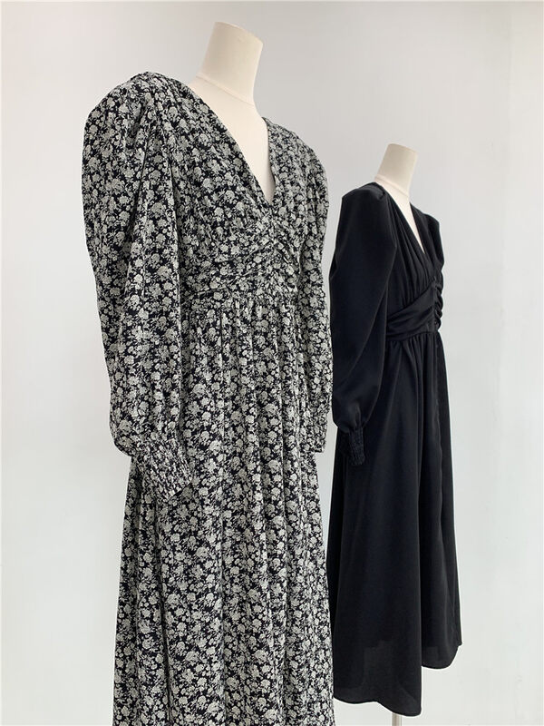 Autumn is new! [Concept Store - Object Reverse] Puff Sleeve V-Neck Loose Dress YS1-DVD-DF1013# CHO