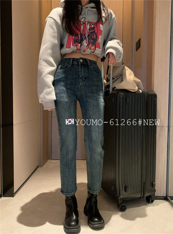 Autumn and winter new style! [Su Xinlan/YOUMO] Korean simple straight-leg slimming jeans 61266# LSL