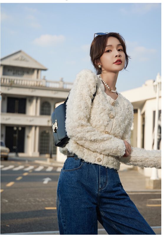 New in early autumn! [MI2 (N: AA)] French retro three-dimensional jacquard design short jacket A3408# JJ