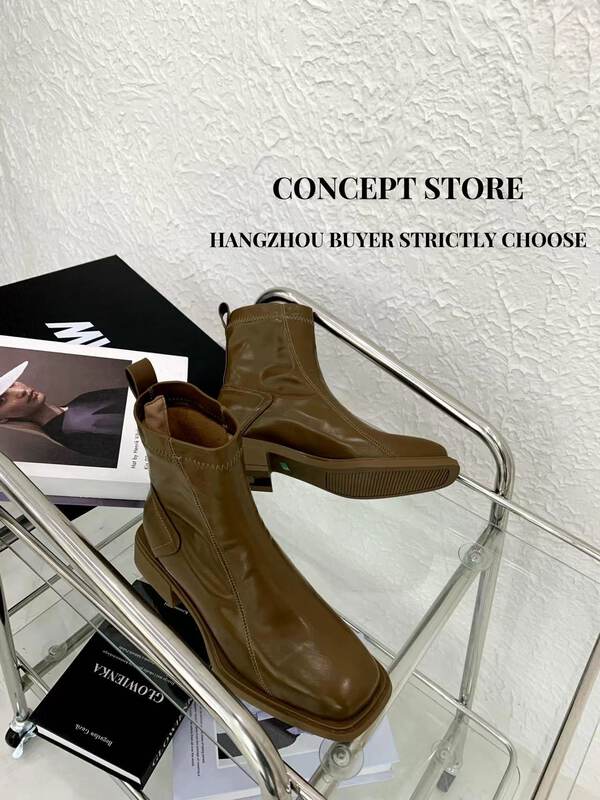 【Concept Store - Object Reverse】Korean version of simple thick heel comfortable ankle boots HX-873# CHO