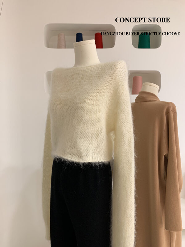 [Concept Store - Object Reverse] Simple Slanted Shoulder Pullover Trendy Warm Sweater (Contains 45% Wool, 33% Alpaca) YF-1-22003# CHO