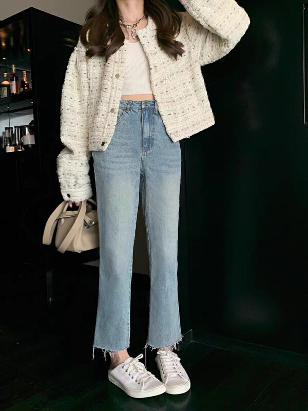 New in winter!【SAVAGE】Korean all-match high-waisted loose wide-leg jeans S1031# WPL