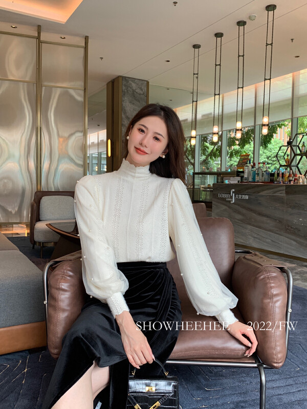 [Xiu Xixi] Temperament stand-up collar thickened brushed bottoming shirt 9326# JHY