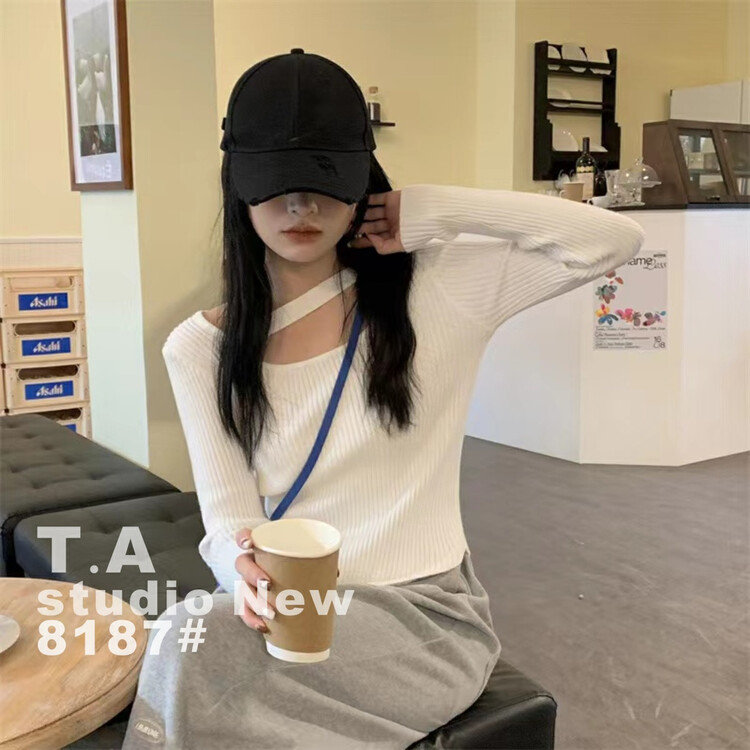 New in autumn! [TA+] all-match solid color pullover bottoming shirt 81877# L