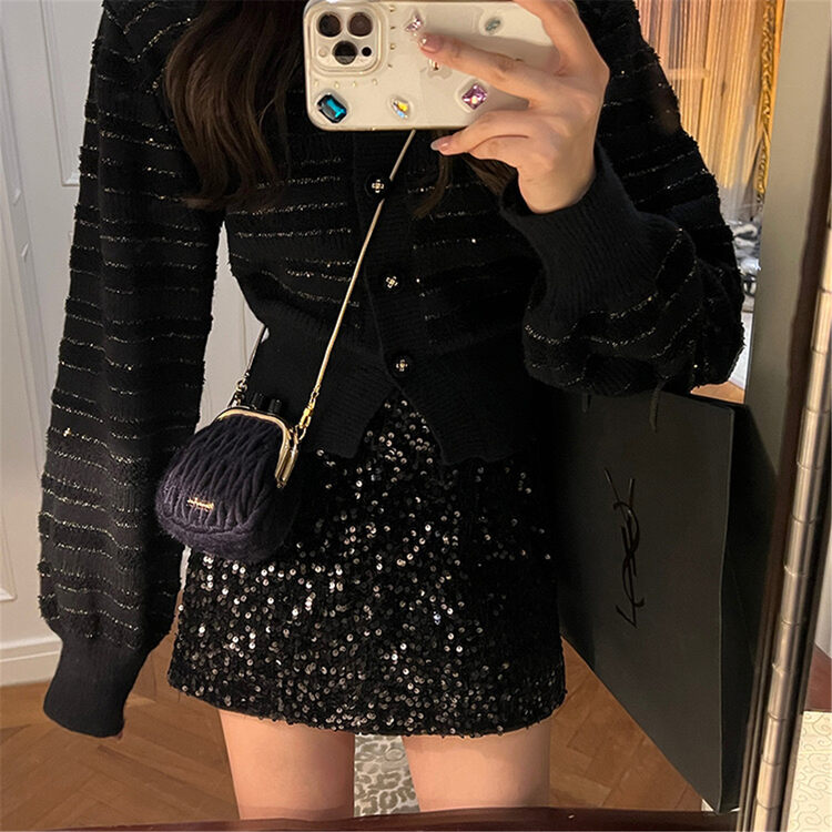 [Korean C Home] Heavy Industry Sequin Short Skirt 0818# PCZ
