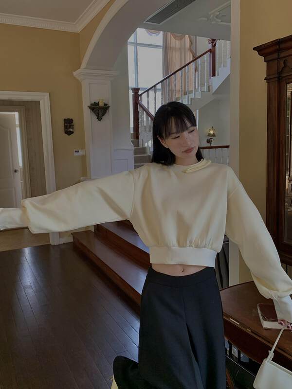 【NEIHE】Neckline Tape Design Casual Sweater Sweater 88087# JHY