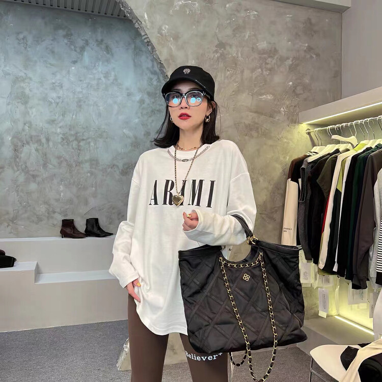 New in autumn! [TA+] Letter printed loose long-sleeved T-shirt 633# L