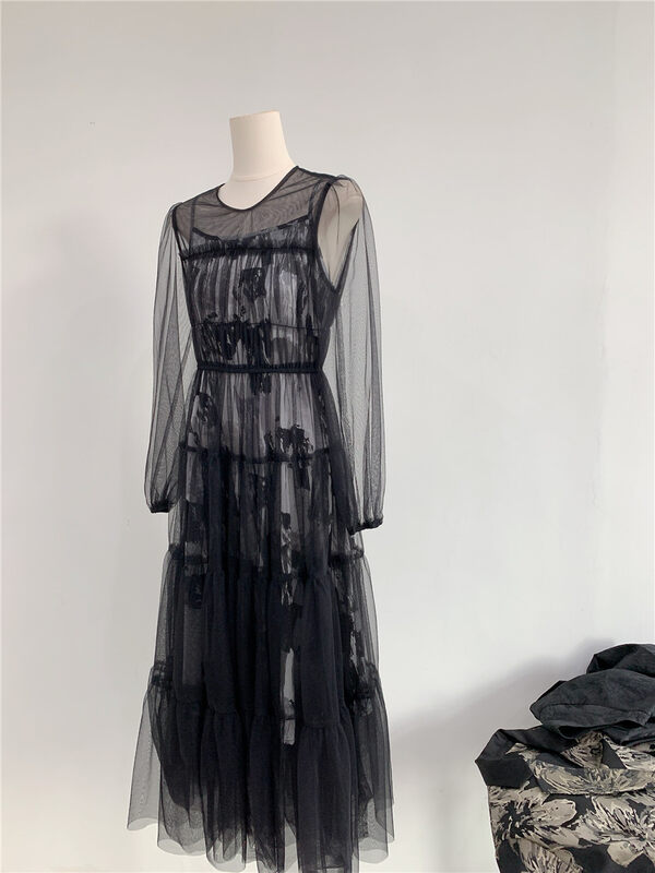 Autumn is new! [Concept Store - Object Reverse] Big-name minimalist waist mid-length dress (with suspenders) 1019# CHO