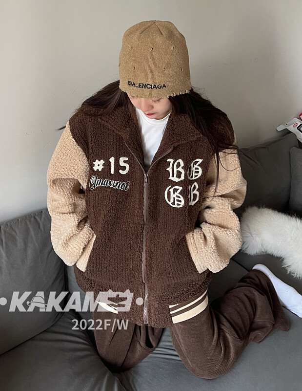 [KAKAMEE] Cotton jacket women's winter thickened American loose embroidered cotton jacket baseball jacket wool jacket with lining n91